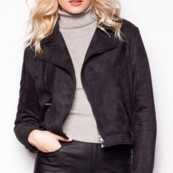 Pink Martini Suede Moto Jacket size small - Picture 1 of 4